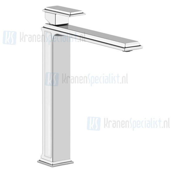 Gessi Eleganza Verhoogde ??ngreeps wastafelmengkraan 1-gats met 3/8 aansluitslangen zonder waste. Geborsteld Goud Artikelnummer 46004.087