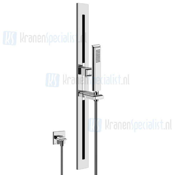 Gessi Eleganza Glijstangset met doucheslang 150 cm handdouche met antikalk en wandaansluitbocht 1/2. Verouderd Messing Artikelnummer 46144.713