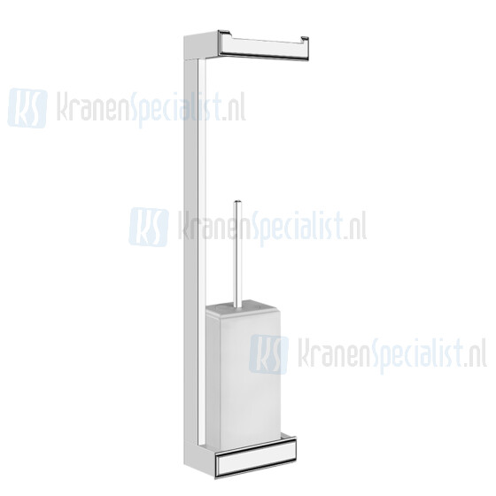 Gessi Eleganza Accessorieses Wc-borstelgarnituur wit met wc-rolhouder zonder klep voor wandmontage. Koper Artikelnummer 46467.030