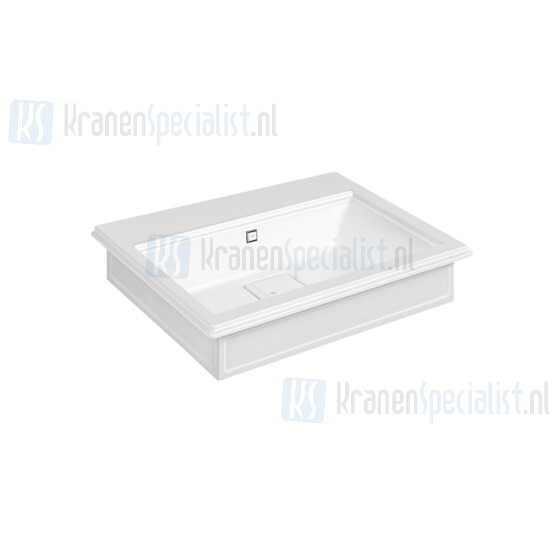 Gessi Eleganza Sanitari Muurmontage of opbouw wastafel mat wit Cristalplant? met overflow. Zonder kraangaten maar met 3 markeringen onderaan. Overflow Cristalplant Artikelnummer 46811.521