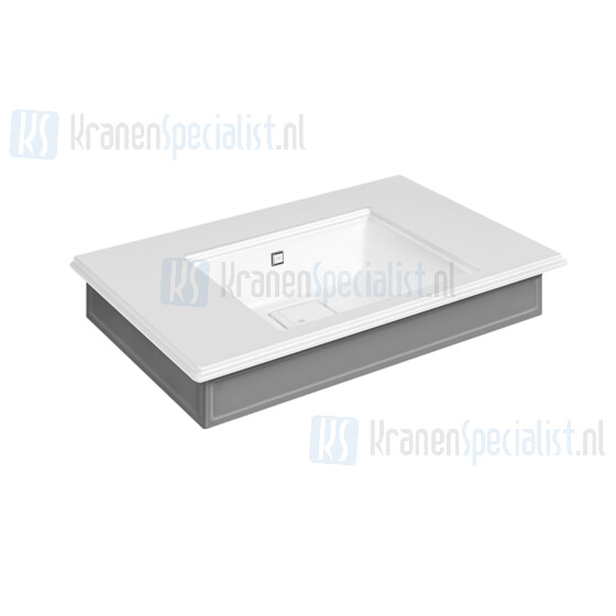 Gessi Eleganza Sanitari Muurmontage of opbouw wastafel met gelakte buitenwand mat wit Cristalplant? met overflow. Zonder kraangaten maar met 3 markerin Cristalplant custom color Artikelnummer 46814.800