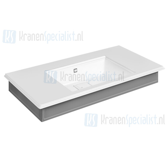 Gessi Eleganza Sanitari Muurmontage of opbouw wastafel met gelakte buitenwand mat wit Cristalplant? met overflow. Zonder kraangaten maar met 3 markerin Cristalplant custom color Artikelnummer 46816.800