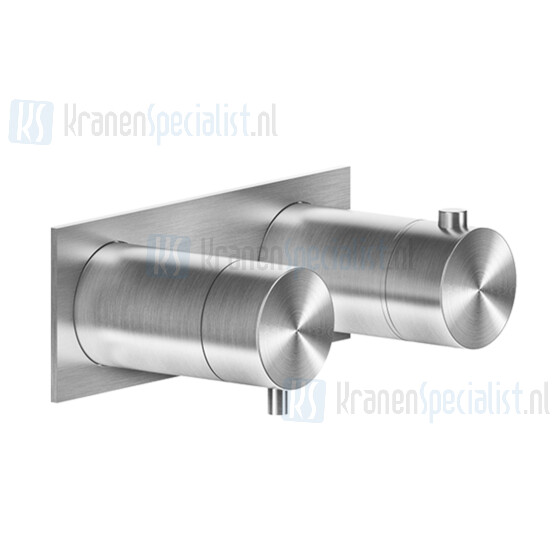 Gessi Bagno Gessi 316 Afbouwdeel voor inbouw 2-weg bad/douche thermostaatkraan 3/4 met 1/2 uitgangen filters en keramische schijven. Geborsteld Staal Artikelnummer 54034.239