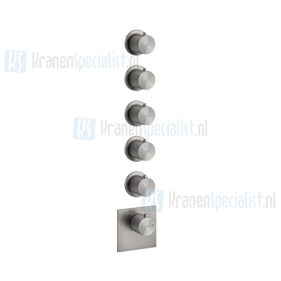 Gessi Wellness Gessi 316 Externe onderdelen voor thermostatische ingebouwde mixer met hoge capaciteit 3/4 -aansluitingen. Verticale / horizontale opstelling met FIVE SEPARATE EXITS. Werkveld van 05 bar tot 5 bar (voor grotere drukken zijn waterstroom