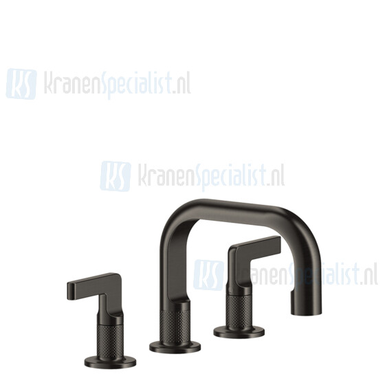 Gessi Inciso 3-gats wastafelmengkraan met uitloop 3/8 aansluitslangen zonder waste. Zwart Artikelnummer 58012.299