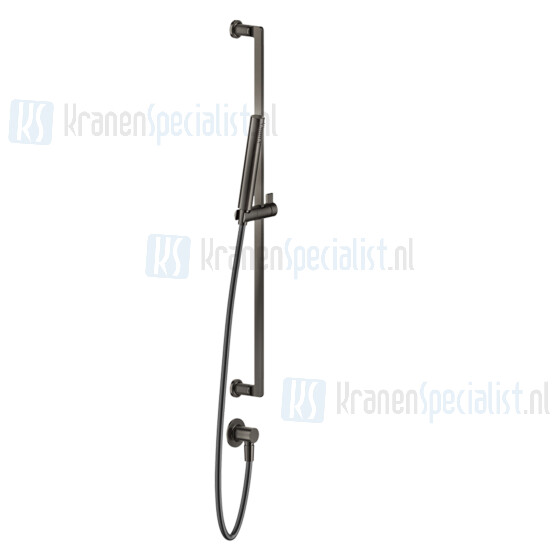 Gessi Inciso Glijstangset met doucheslang 150 cm handdouche met antikalk en wandaansluitbocht 1/2. Zwart Metaal Artikelnummer 58142.706