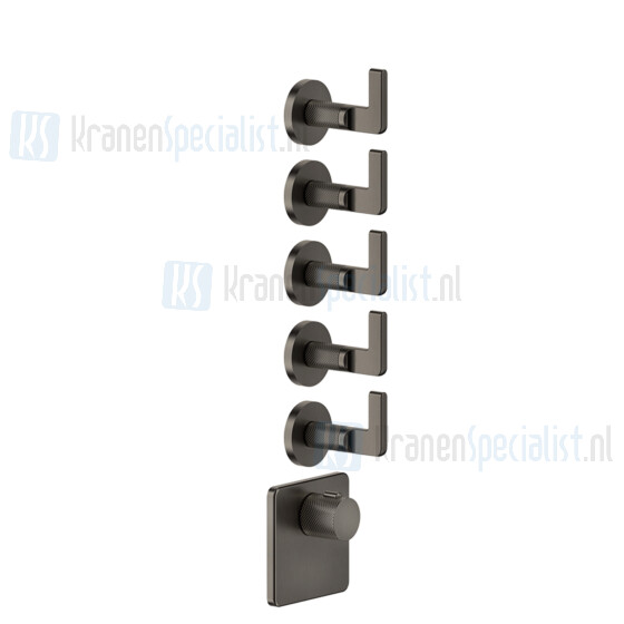 Gessi Inciso Afbouwdeel voor inbouwthermostaatkraan 3/4 met hoog debiet. Geschikt voor verticale of horizontale montage met VIJF APARTE UITG Finox Artikelnummer 58220.149