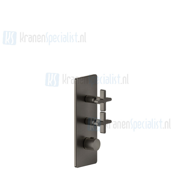 Gessi Inciso Externe onderdelen voor thermostatische ingebouwde mixer met hoge capaciteit 3/4 -aansluitingen. + Handgrepen en unieke plaat Verticale / horizontale opstelling met TWEE AFZONDERLIJKE EXITEN. Werkveld van 05 bar tot 5 bar (voor grotere d