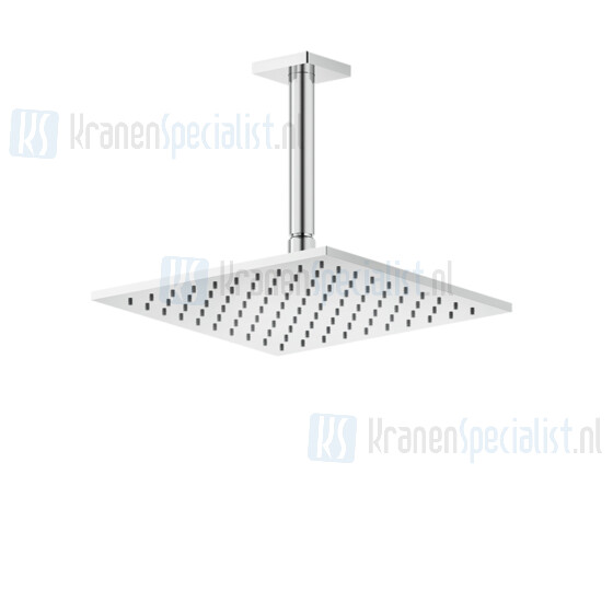 Gessi Rilievo Hoofddouche voor plafondmontage 250X250 mm met douche-arm 1/2 en antikalk (lengte naar keuze min 105 mm max 1855 mm). Zwart Metaal Geborsteld Artikelnummer 59159.707