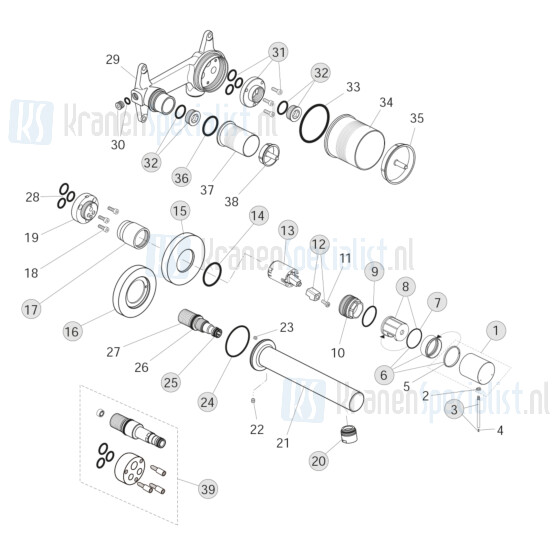 Jado onderdelen Joy 1-greeps 2-gats wastafelkraan Wand inbouw (> 05/2014)  H4550AA