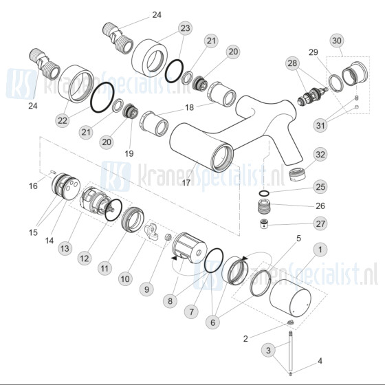 Jado onderdelen Joy 1-greeps badkraan met omstel (> 05/2014) H4545AA / H4553AA