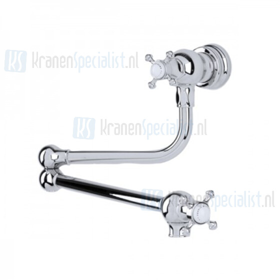 P&R Mayfair London Filler 1 gats pot filler met kruisgrepen en zwenk arm Geborsteld Messing