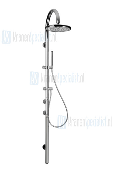 Gessi Goccia Douchethermostaatzuil 1/2 opbouw verticaal voor wandmontage met hoofddouche ?306 mm met antikalk omstel glijstang met handdou Zwart Artikelnummer 33973.299