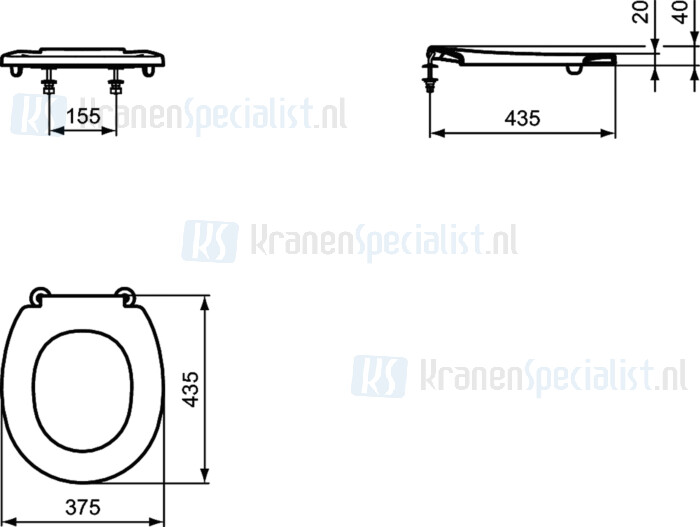 Ideal Standard Contour 21 Closet Zitting Voor Wandcloset Met Speciaal Spoelsysteem 53 En 70 Cm Artikelnummer S406636