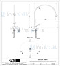 Gessi Goccia Wastafelmengkraan met radius 197 uitloop flexibele slangen met 3/8 aansluitingen zonder afval Projectie 387 mm Vaste uitloop geeft rotatiehoek aan (positief met de klok mee). Zwart Artikelnummer 33804.299