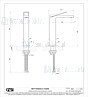 Gessi Rettangolo K Eengreeps wastafelmengkraan 1-gats verhoogd model met 3/8 aansluitslangen zonder waste uitloop 213 mm lang. Koper Artikelnummer 53006.030