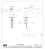 Gessi Rilievo Eengreeps wastafelmengkraan 1-gats met 3/8 aansluitslangen zonder waste. Finox Artikelnummer 59002.149