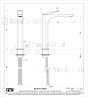 Gessi Rilievo Eengreeps wastafelmengkraan 1-gats verhoogd model met 3/8 aansluitslangen zonder waste. Chroom Artikelnummer 59004.031