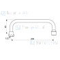 Delabie bovenuitloop F1/2" L.200 H.65 regelbare straalbreker Chroom