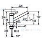 KWC Inox keukenkraan swivel A225 staal, flex-PEX 3/8" RVS