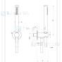 Gessi Bagno Gessi 316 Slangaansluitknie 1/2 met vaste wandhouder doucheslang 150 cm en handdouche met antikalksysteem compleet. Geborsteld Staal Artikelnummer 54023.239