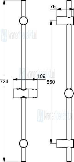 Ideal Standard Idealrain Glijstang 720Mm (Voor Type M) Artikelnummer B9421AA