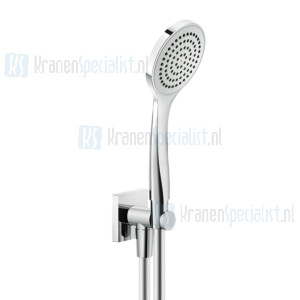 Gessi Emporio Shower Slangaansluitknie 1/2 met vaste wandhouder doucheslang 150 cm en handdouche met antikalksysteem compleet. Chroom Artikelnummer 47323.031