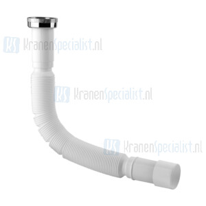 Gessi  Kunststof witte flexibele aansluitbuis 1 1/4 aansluiting ?32/?40. Chroom Artikelnummer R3907.031